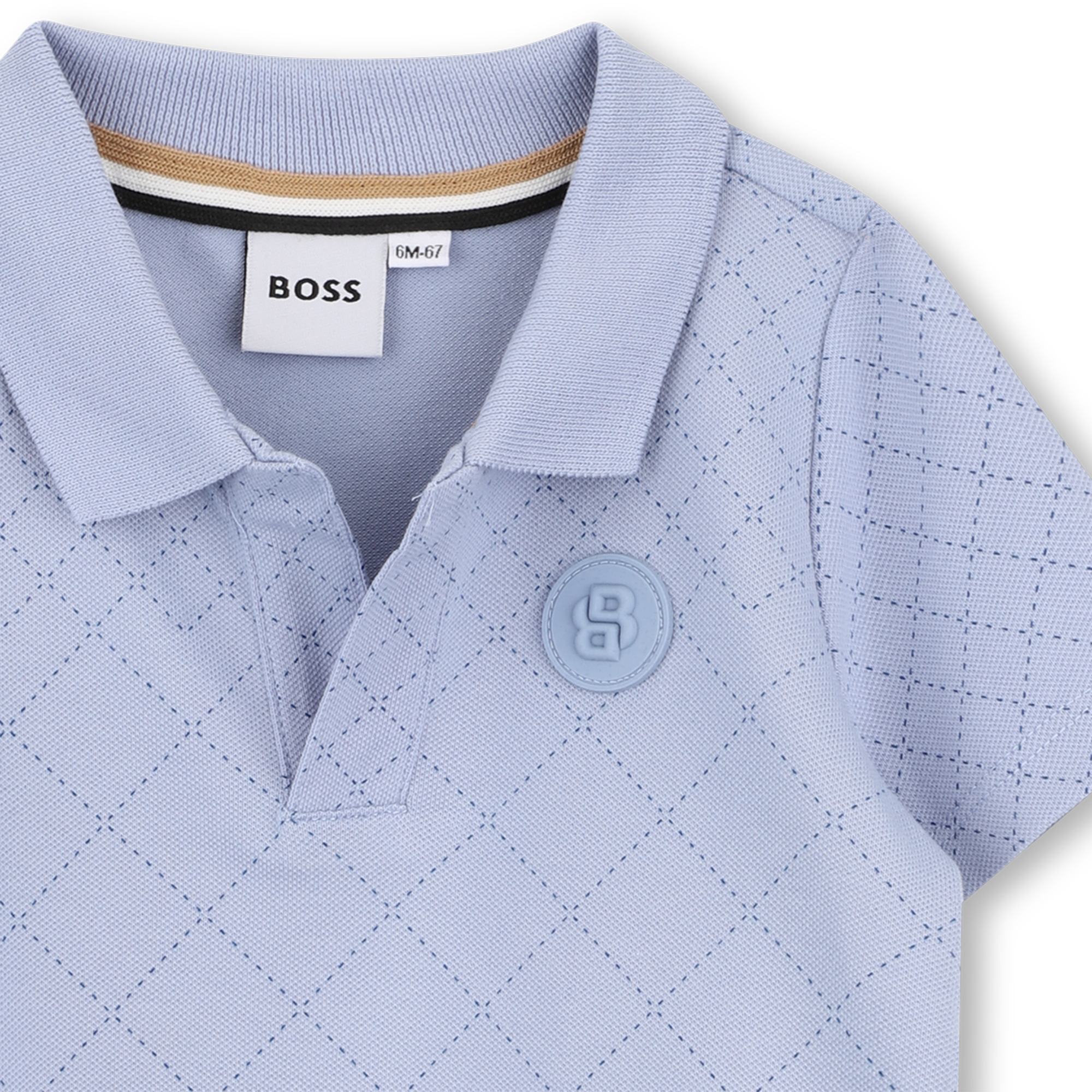Koszulka polo chłopięca BOSS – bawełniana, błękitna koszulka z kołnierzykiem J52883/057 - obrazek 3