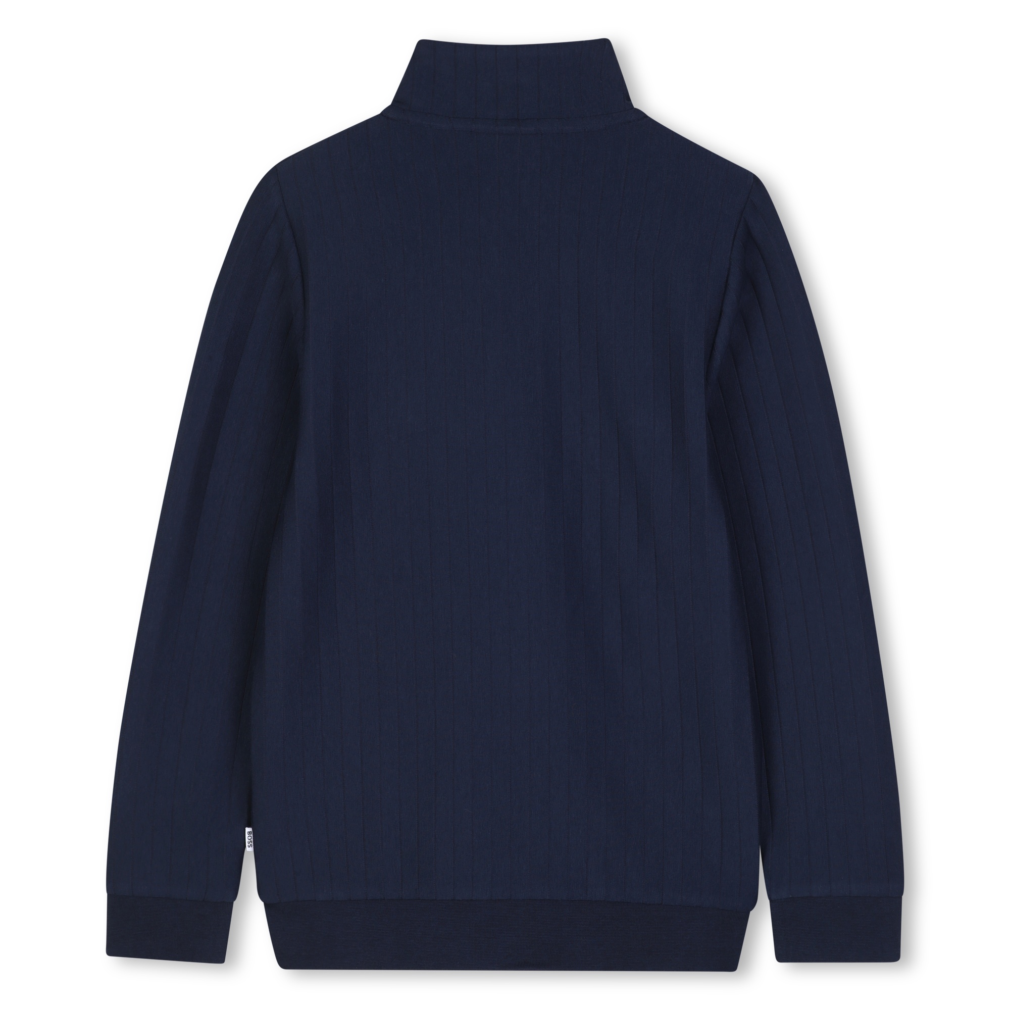 Granatowa bluza chłopięca BOSS – sportowa bluza na zamek z wysokim kołnierzem J52949/849 - obrazek 4