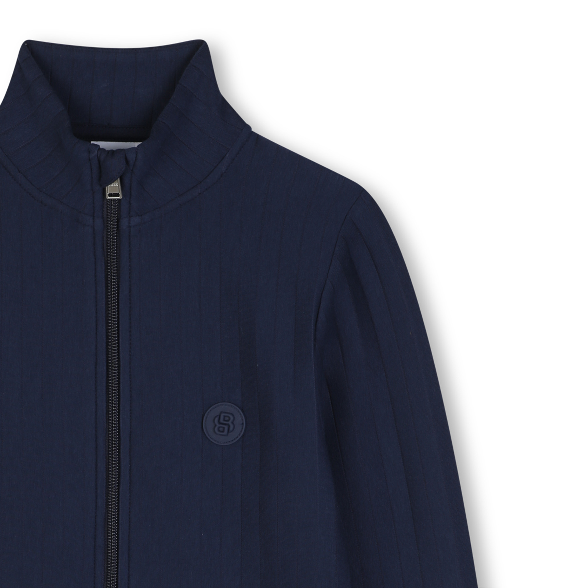 Granatowa bluza chłopięca BOSS – sportowa bluza na zamek z wysokim kołnierzem J52949/849 - obrazek 5