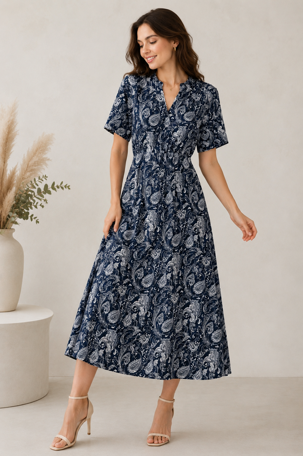 Sukienka wiskozowa MOS MOSH – elegancka sukienka midi w stylu boho 179250 - obrazek 2