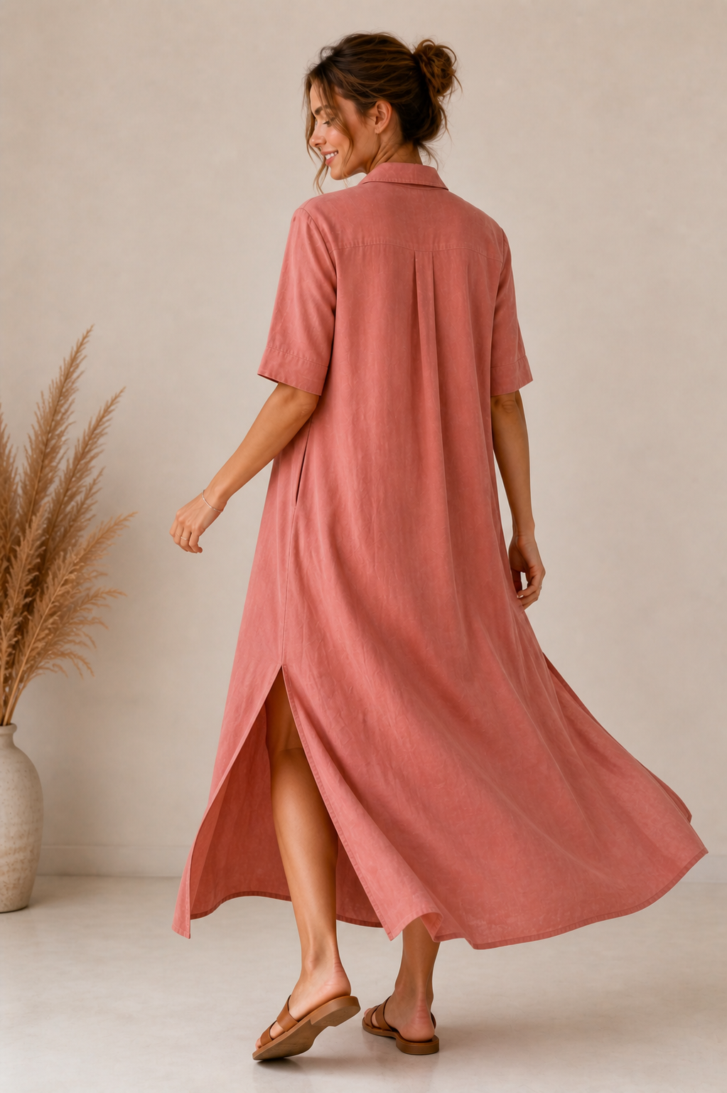 Sukienka maxi z lnu i wiskozy SOAKED – naturalna elegancja i komfort na co dzień 30409139/171514 - obrazek 3