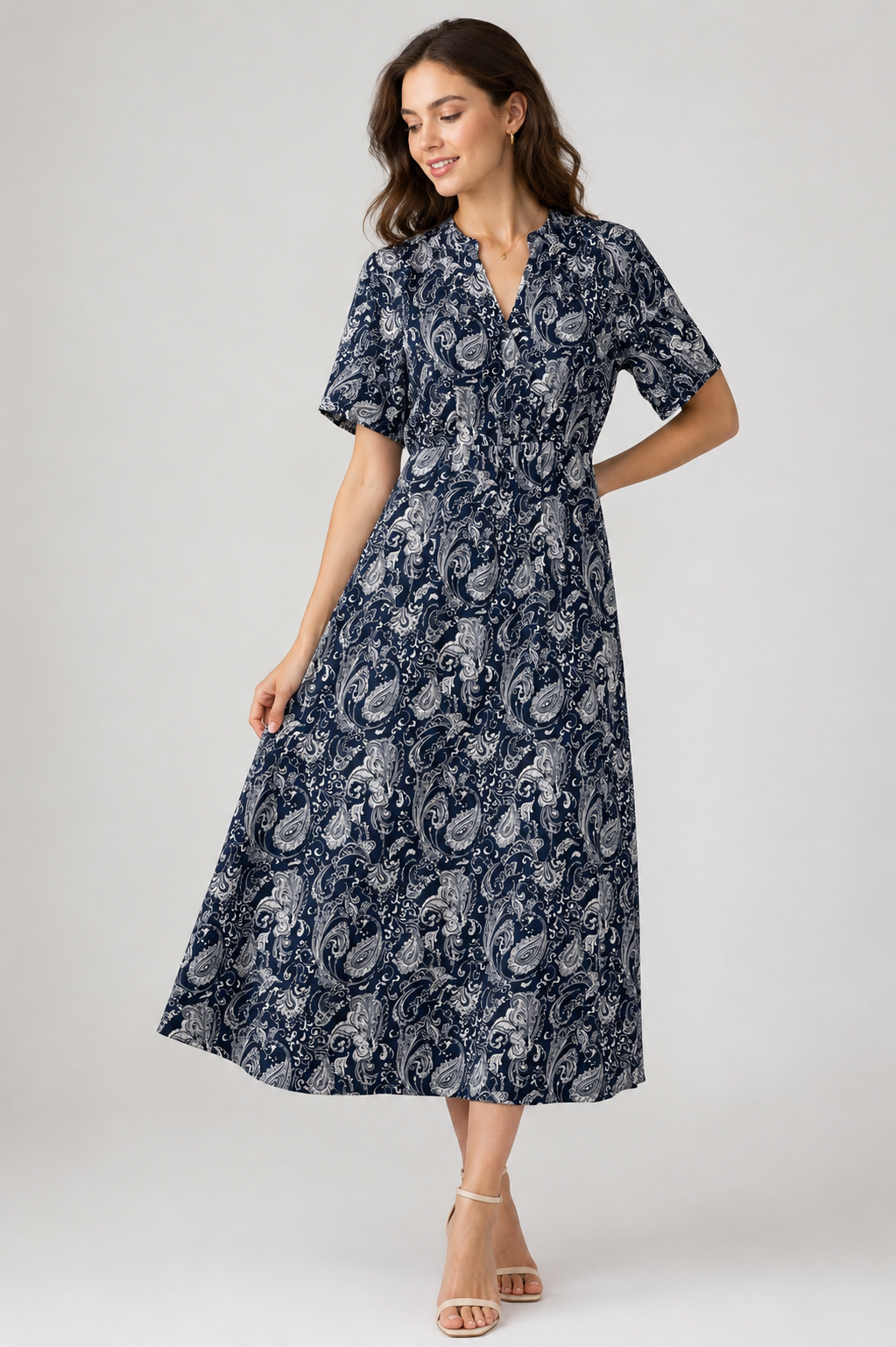 Sukienka wiskozowa MOS MOSH – elegancka sukienka midi w stylu boho 179250 - obrazek 3