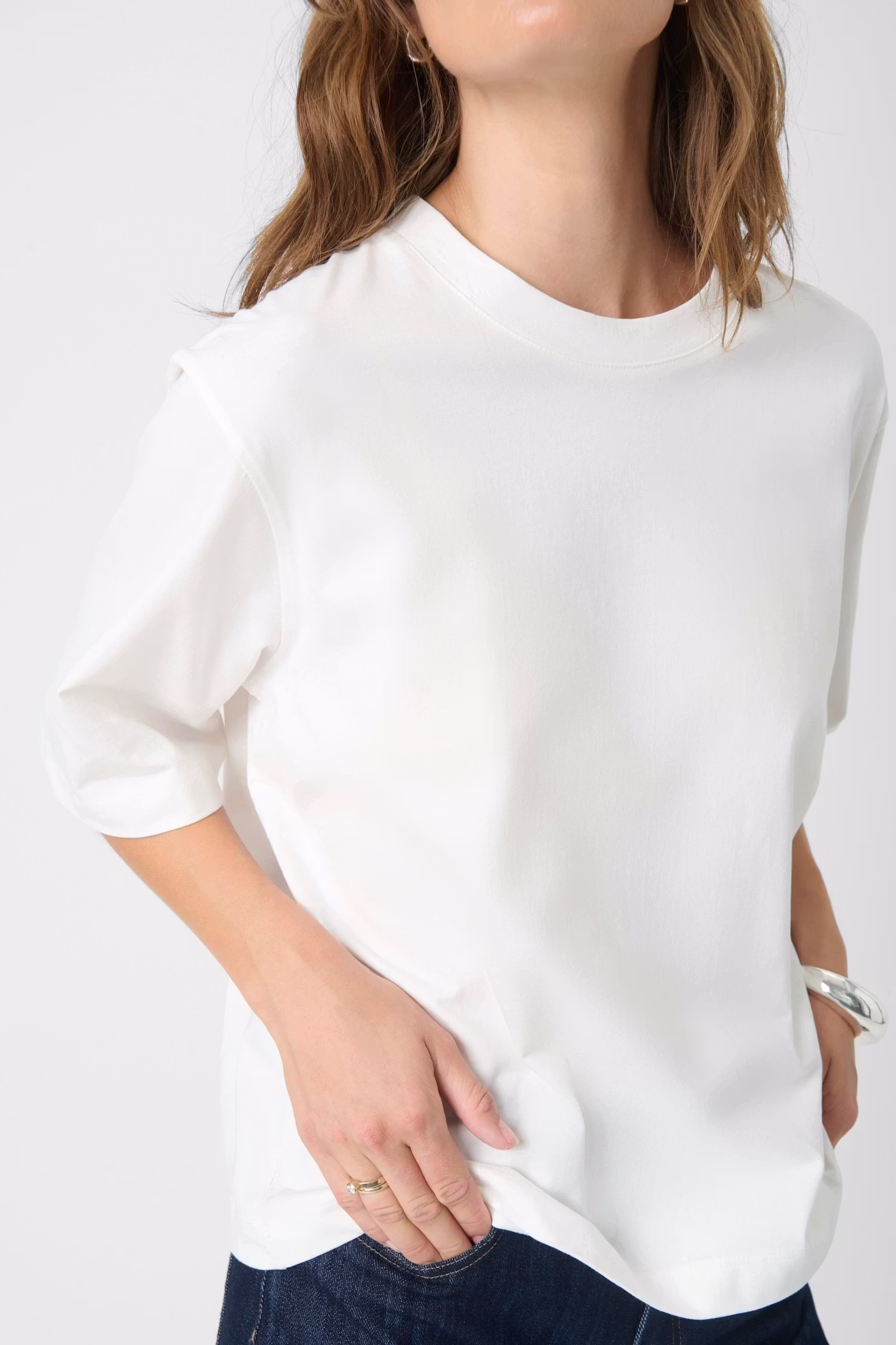 Bawełniany T-shirt Soaked in Luxury – klasyczny basic w nowoczesnym stylu 30408305/111001 - obrazek 4