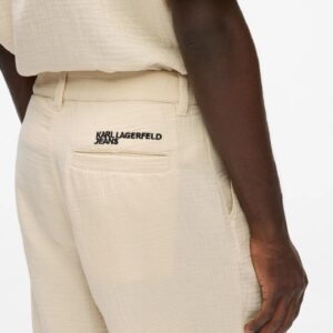 Karl Lagerfeld Jeans Spodenki Muślinowe Męskie – Kremowe B2M10054