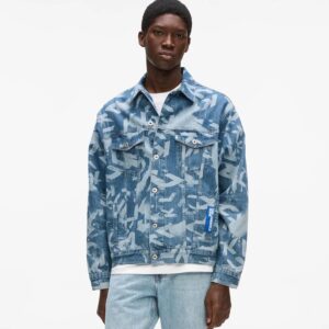 Karl Lagerfeld Jeans Kurtka Dżinsowa Męska z Printem – Niebieska B2M14025