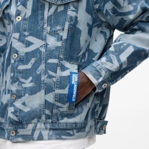 Karl Lagerfeld Jeans Kurtka Dżinsowa Męska z Printem – Niebieska B2M14025