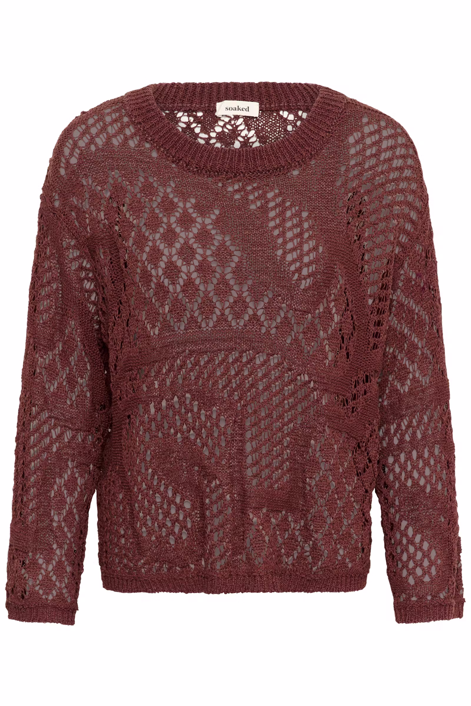 Sweter damski Soaked – ażurowy brązowy sweter oversize 30409302 - obrazek 6