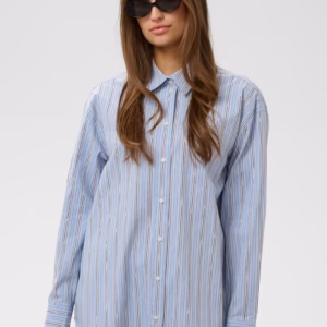 Koszula damska Soaked – błękitna w paski, oversize 30409340