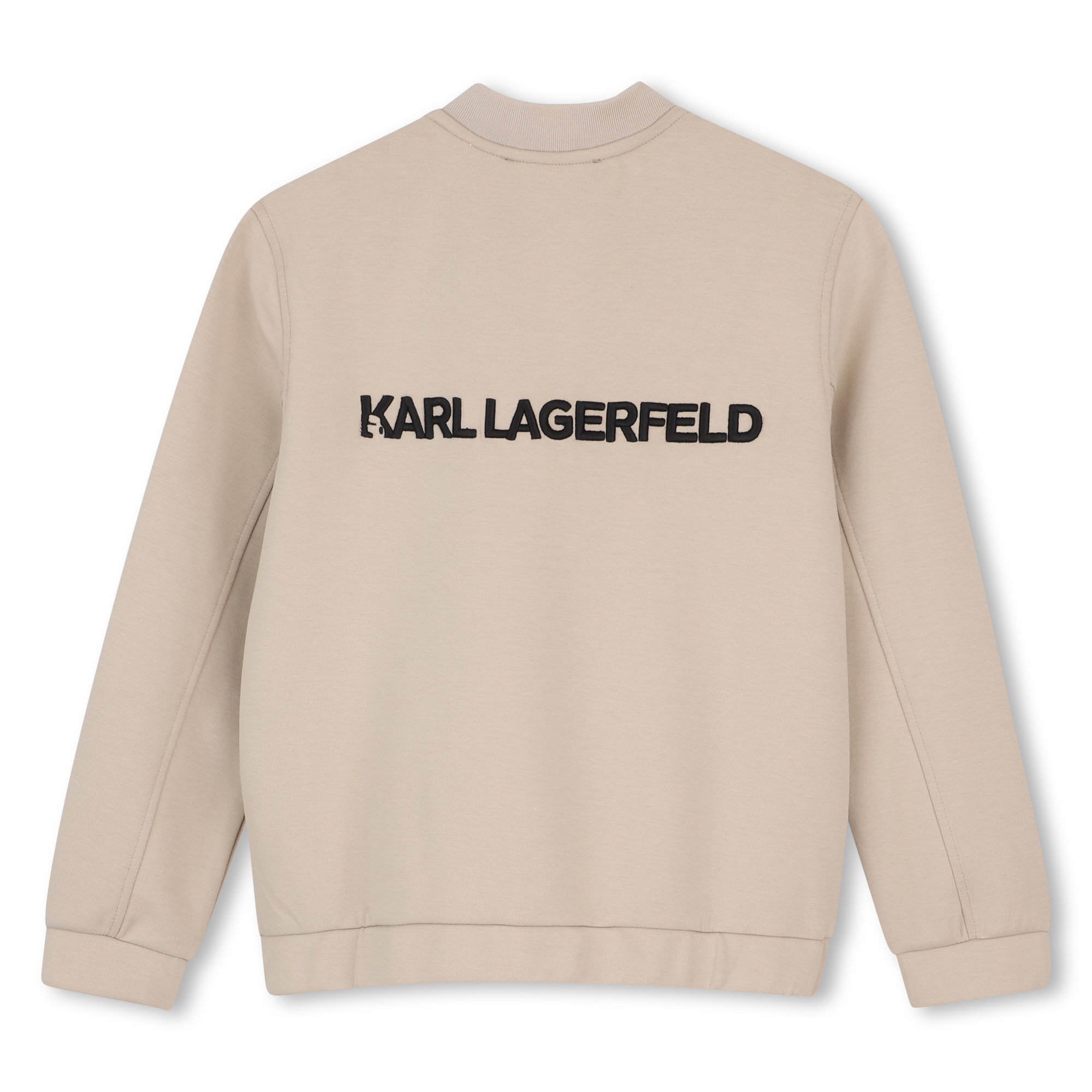 Bluza rozpinana chłopięca Karl Lagerfeld beżowa – stylowa bomberka premium z logo KL Z31090/211 - obrazek 3