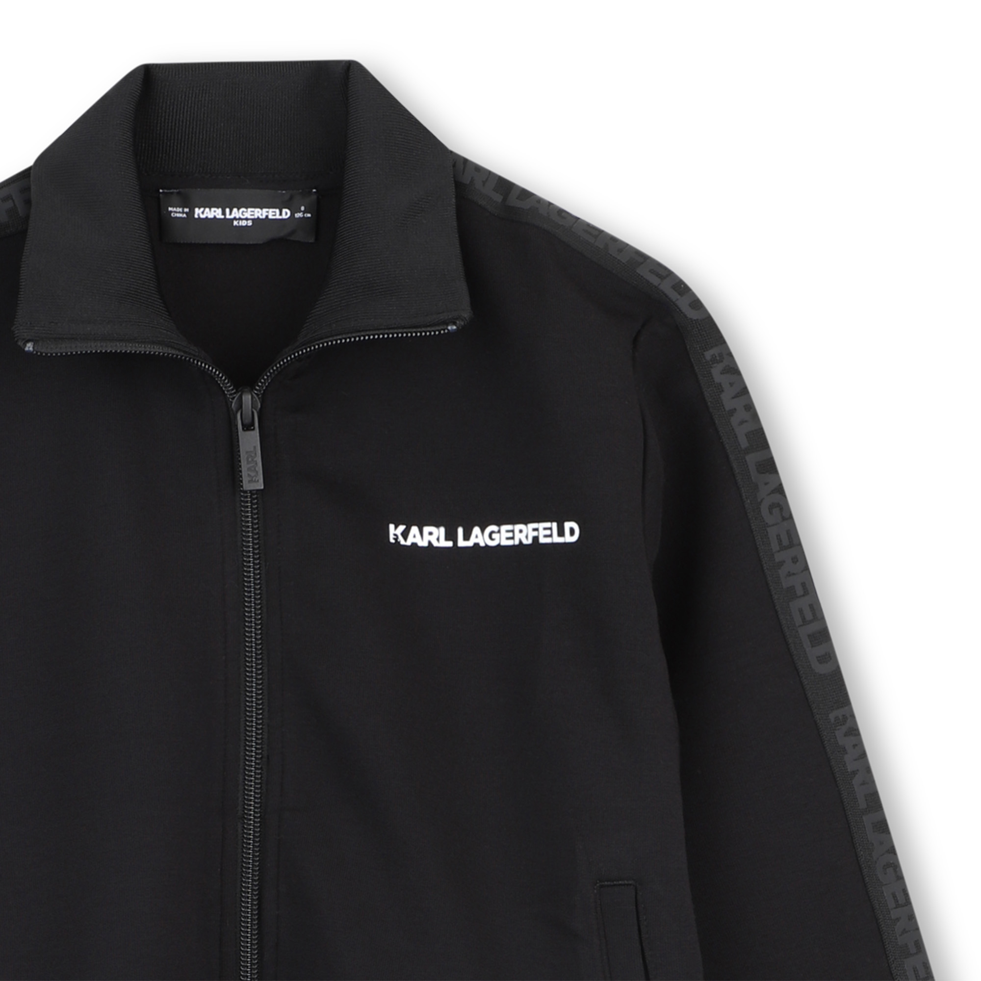 Bluza chłopięca rozpinana Karl Lagerfeld czarna – sportowa bluza premium z logo KL Z31092/09B - obrazek 4
