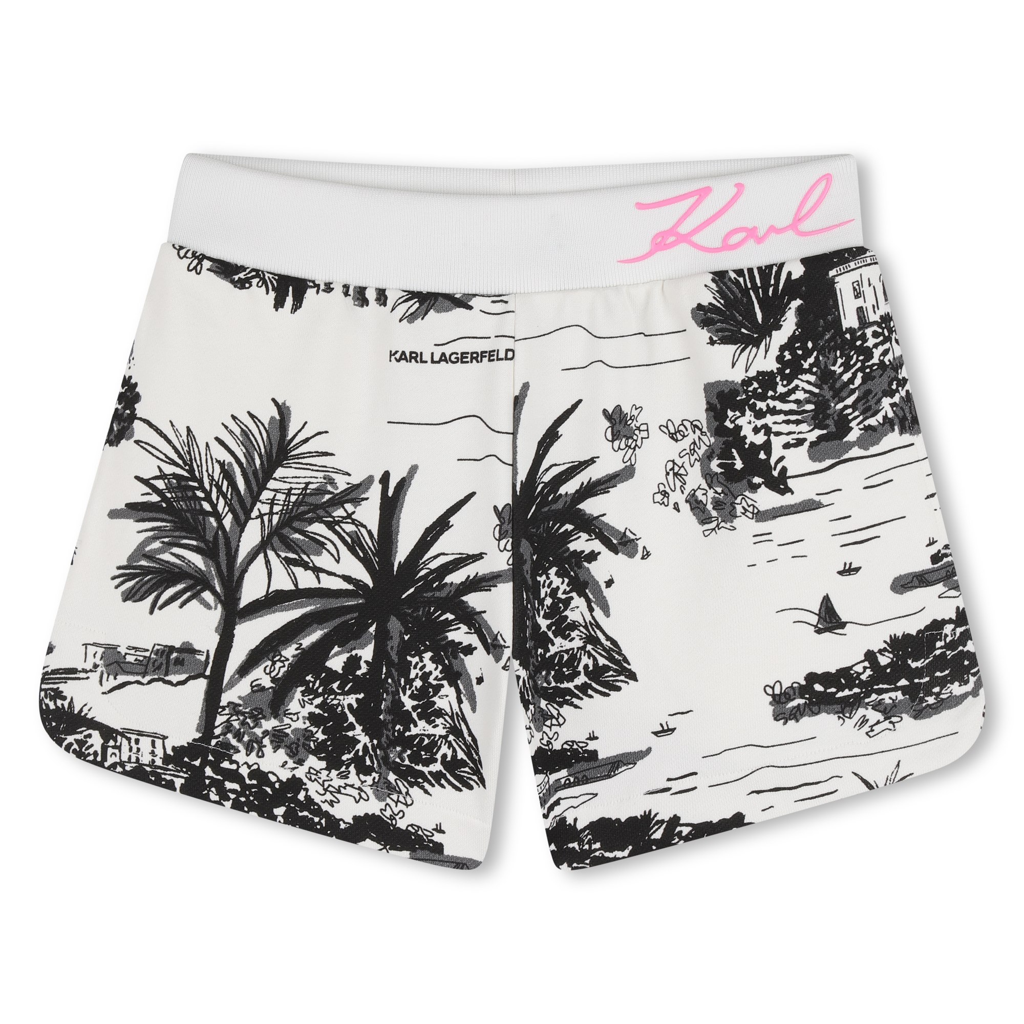 Karl Lagerfeld Kids – dziewczęce spodenki z nadrukiem krajobrazu Z31125/N70 - obrazek 2