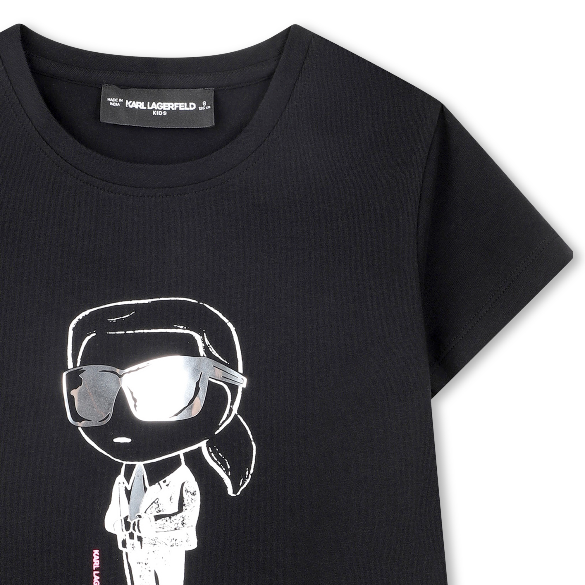 T-shirt dziewczęcy Karl Lagerfeld Kids czarny z nadrukiem IKONIK Z31160/09B - obrazek 3