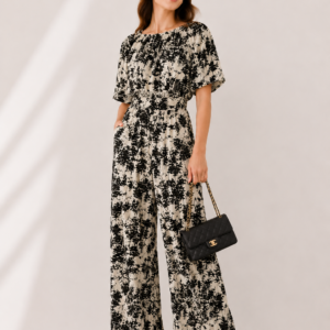 Bluzka Soaked – damska bluzka z wiskozy w czarno-kremowy print 30409345