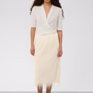 Spódnica Soaked – elegancka spódnica midi z efektowną fakturą ecru 30409315/110701