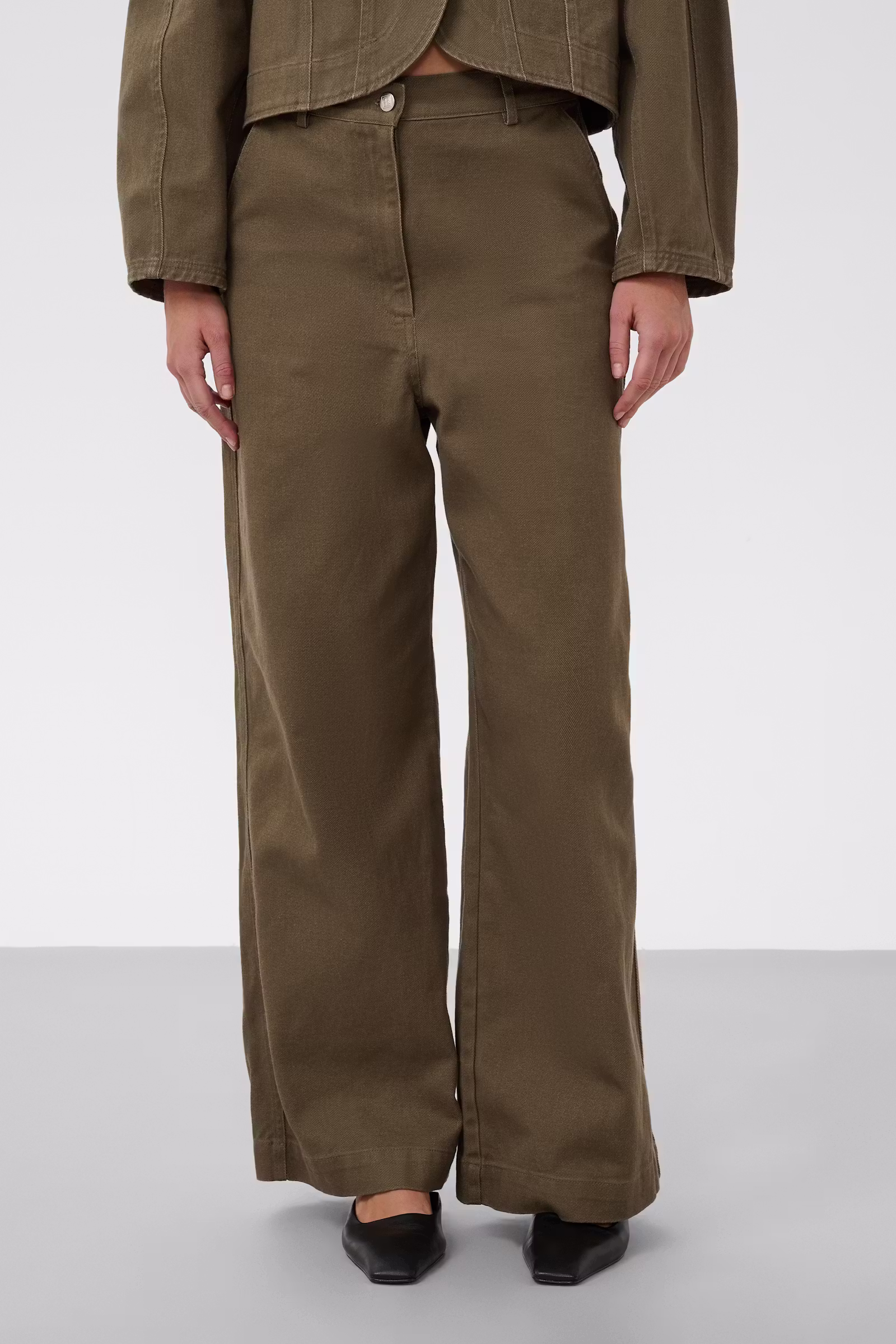 Spodnie jeansowe Soaked – szerokie spodnie damskie w kolorze khaki 30409358 - obrazek 2