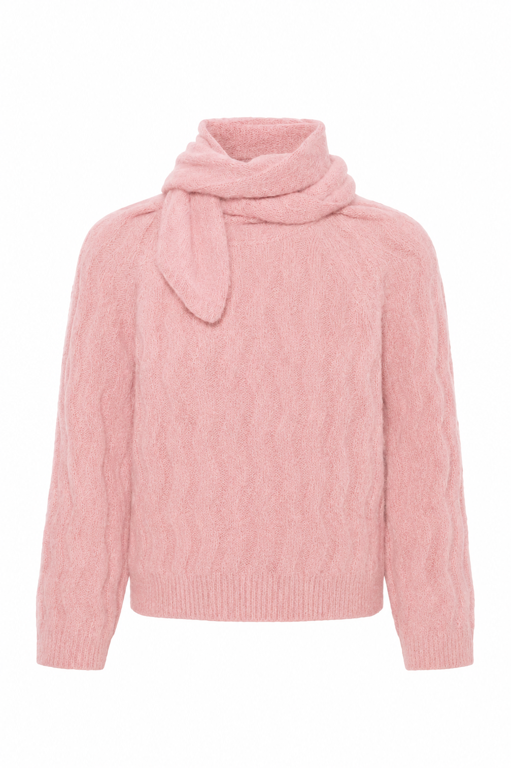 Różowy sweter damski Soaked z dodatkiem wełny i ozdobnym wiązaniem 30409449 - obrazek 4