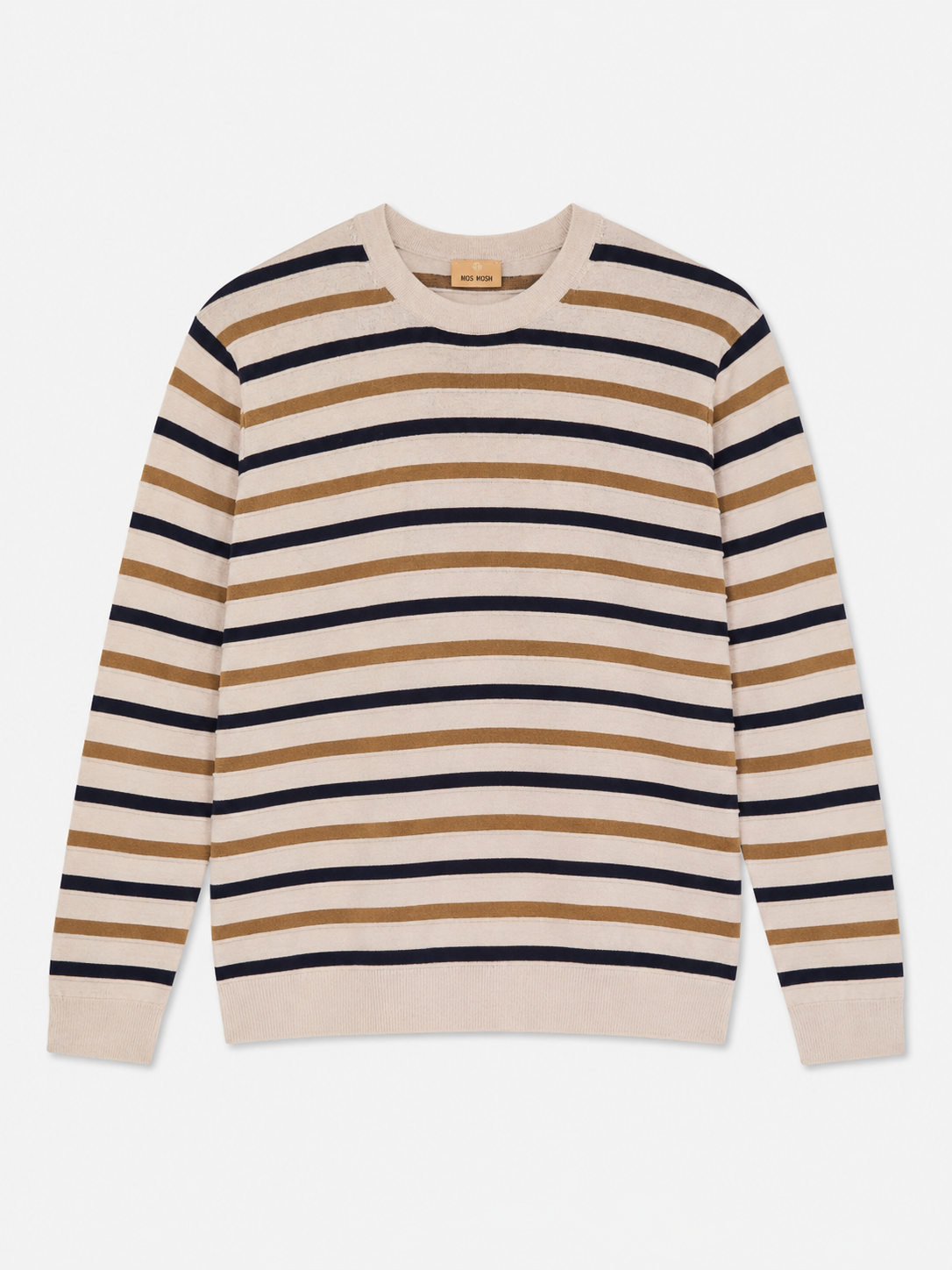 Sweter męski z wełną i jedwabiem MOS MOSH Gallery – elegancki model w paski 511430 - obrazek 4
