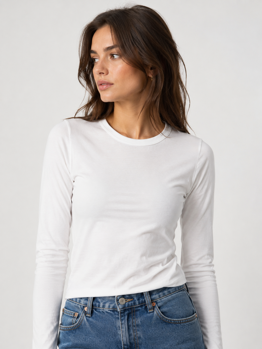 Biała bluzka damska Soaked z lyocellem i wełną – longsleeve z długim rękawem 30409483/111001