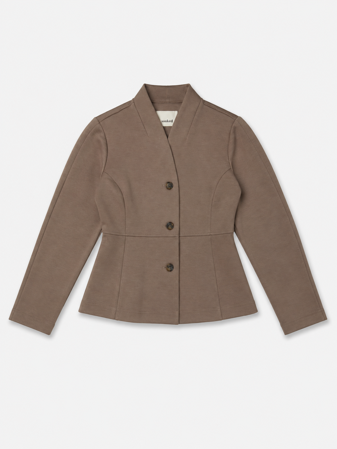Marynarka damska Soaked taupe z dodatkiem wiskozy – taliowany fason 30409531/181112 - obrazek 3