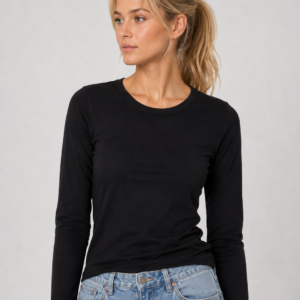 Czarna bluzka damska Soaked z lyocellem i wełną – klasyczny longsleeve 30409483/194008