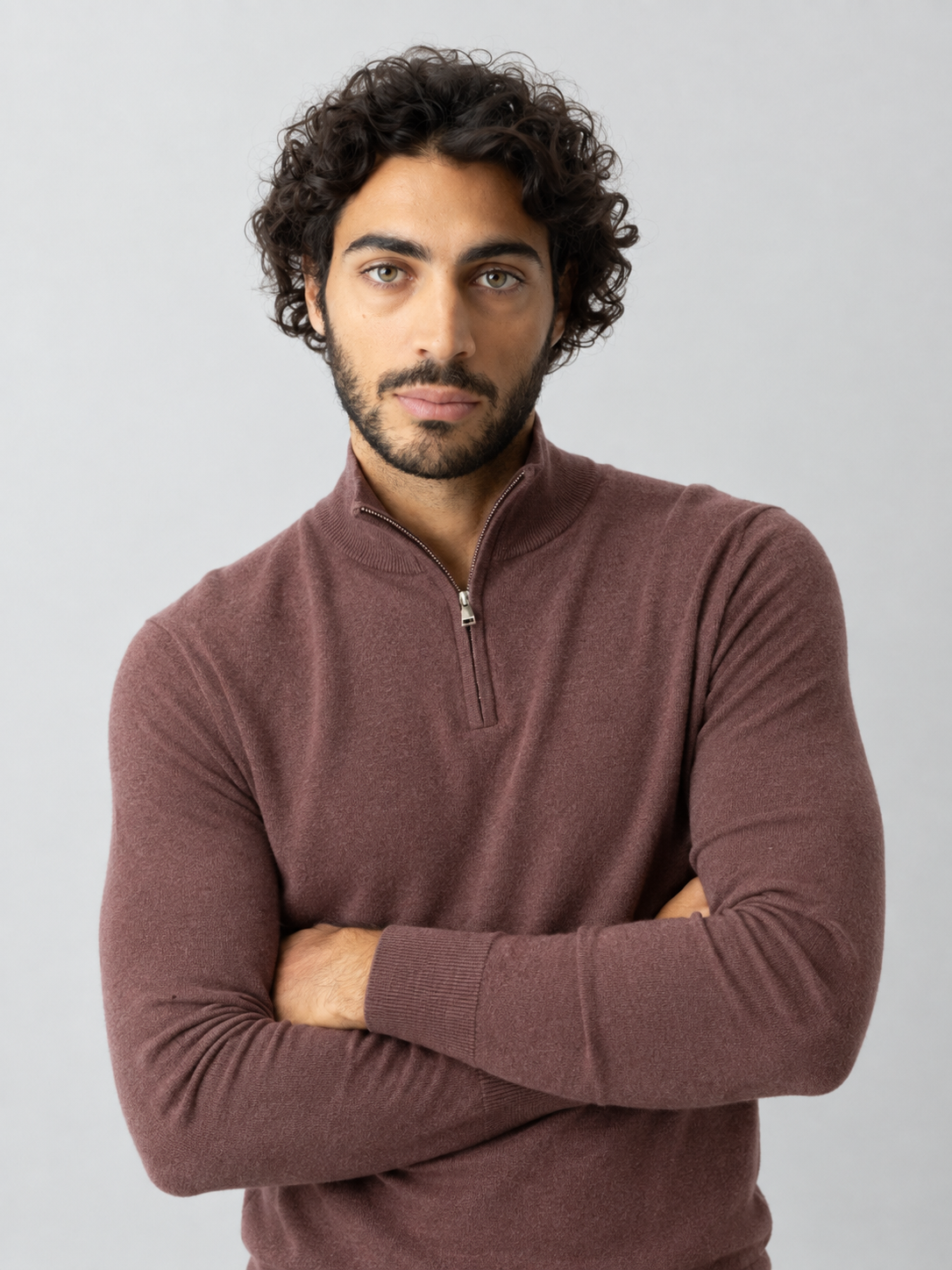 Sweter męski MOS MOSH Gallery z wełną i jedwabiem – elegancki model z zamkiem 503342 - obrazek 2