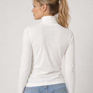Biały cienki golf damski Soaked z lyocellem i wełną – minimalistyczna baza garderoby 30409482/111001