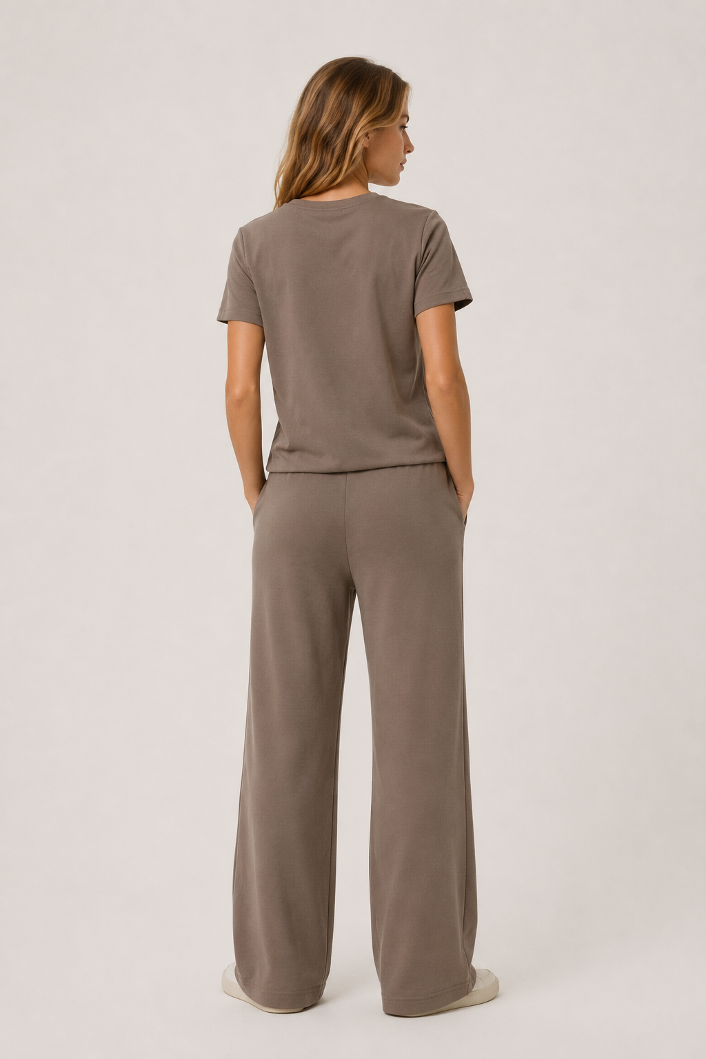 Spodnie damskie taupe z dodatkiem wiskozy Soaked – szeroki krój 30409450/181112 - obrazek 3