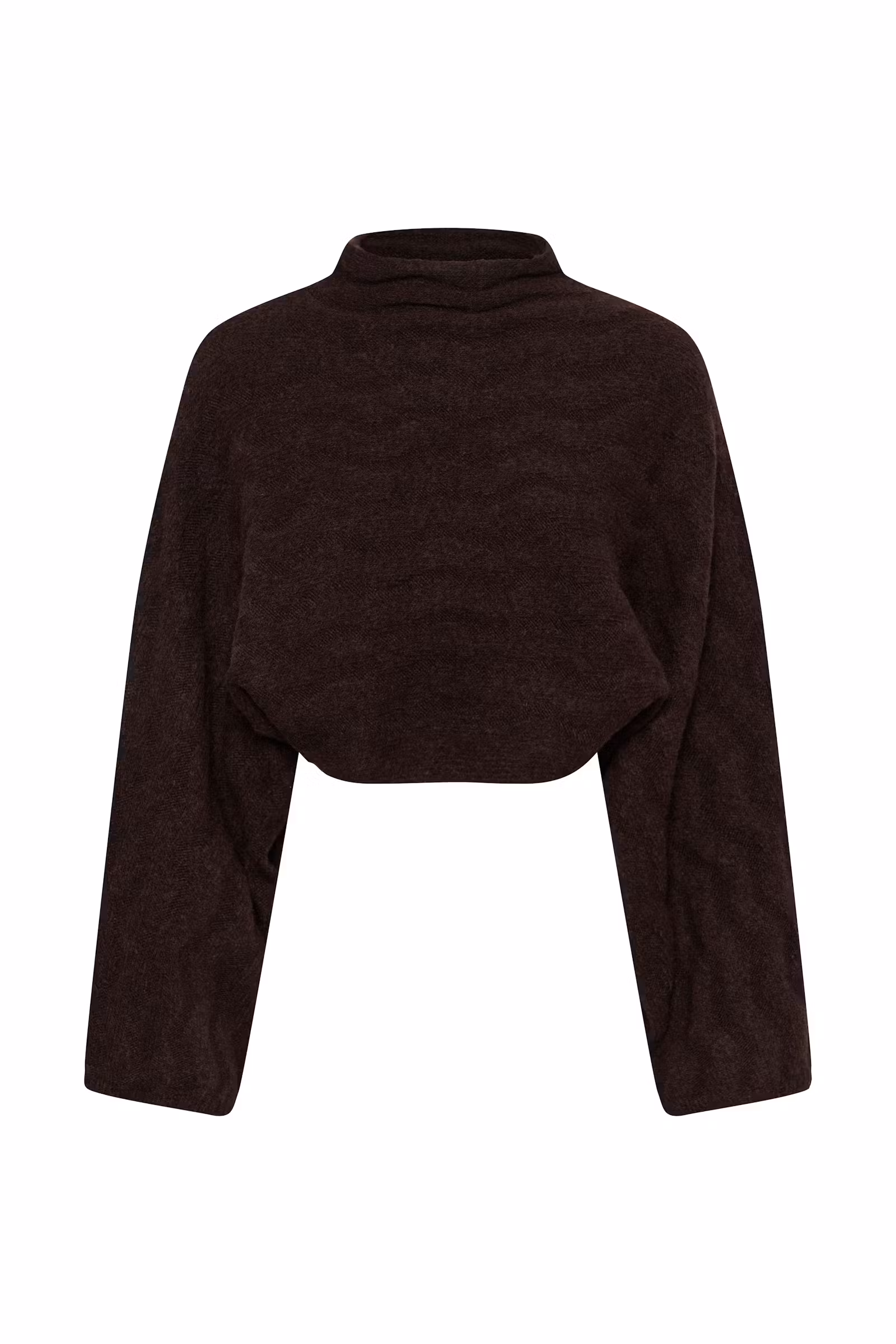 Krótki sweter damski Soaked z dodatkiem wełny – ciemnobrązowy 30409447 - obrazek 5
