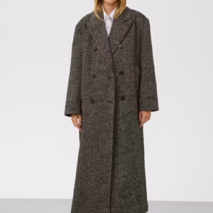 Płaszcz damski w jodełkę Soaked – długi, dwurzędowy płaszcz oversize 30409258