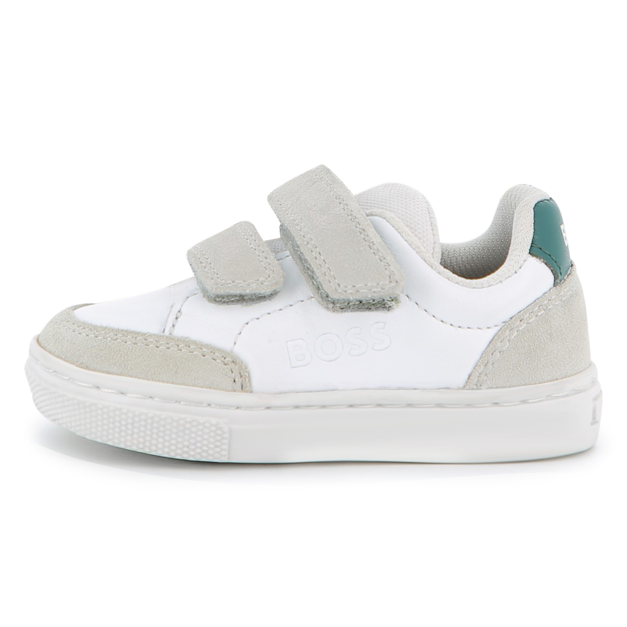 Buty chłopięce BOSS – białe sneakersy na rzepy