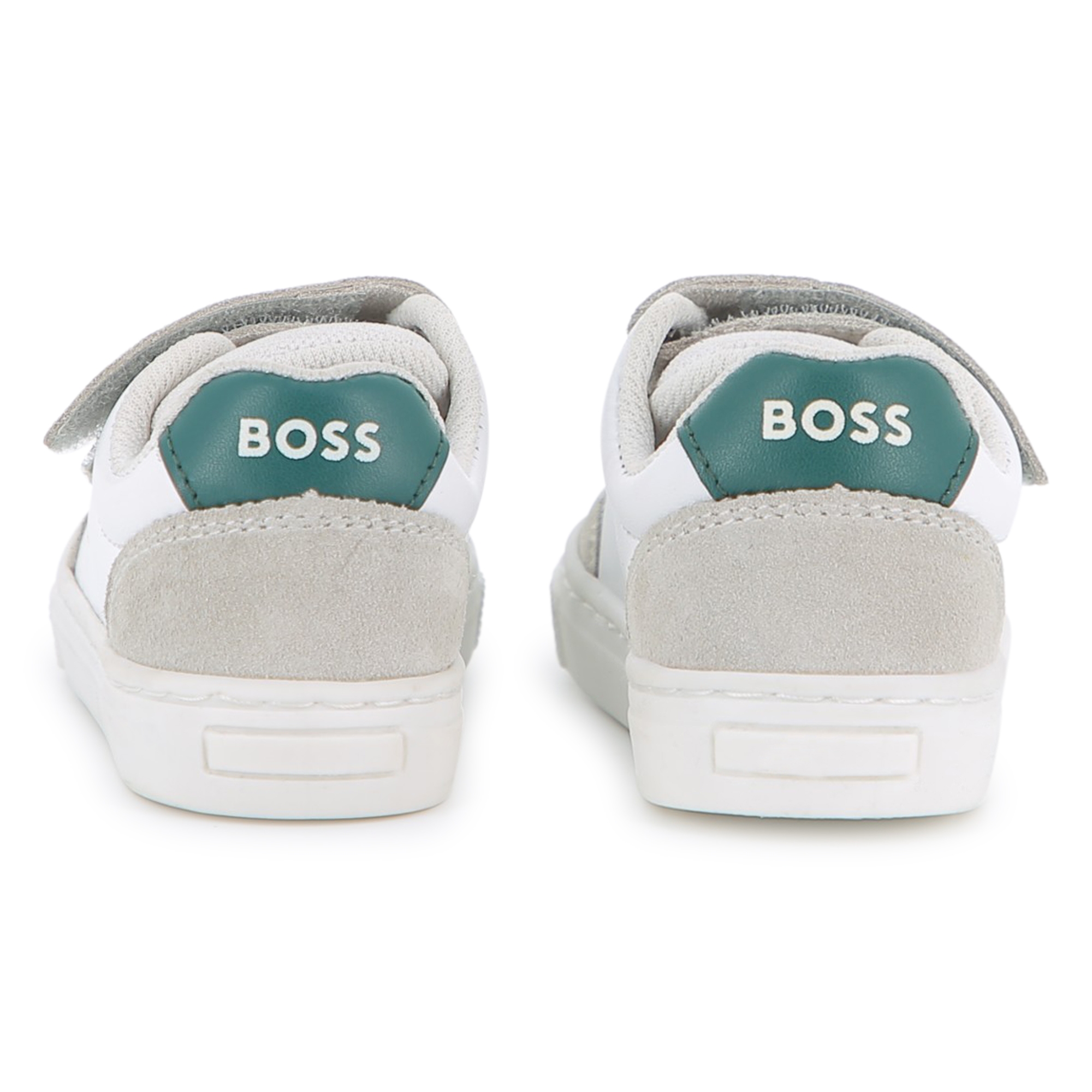 Buty chłopięce BOSS – białe sneakersy na rzepy - obrazek 2