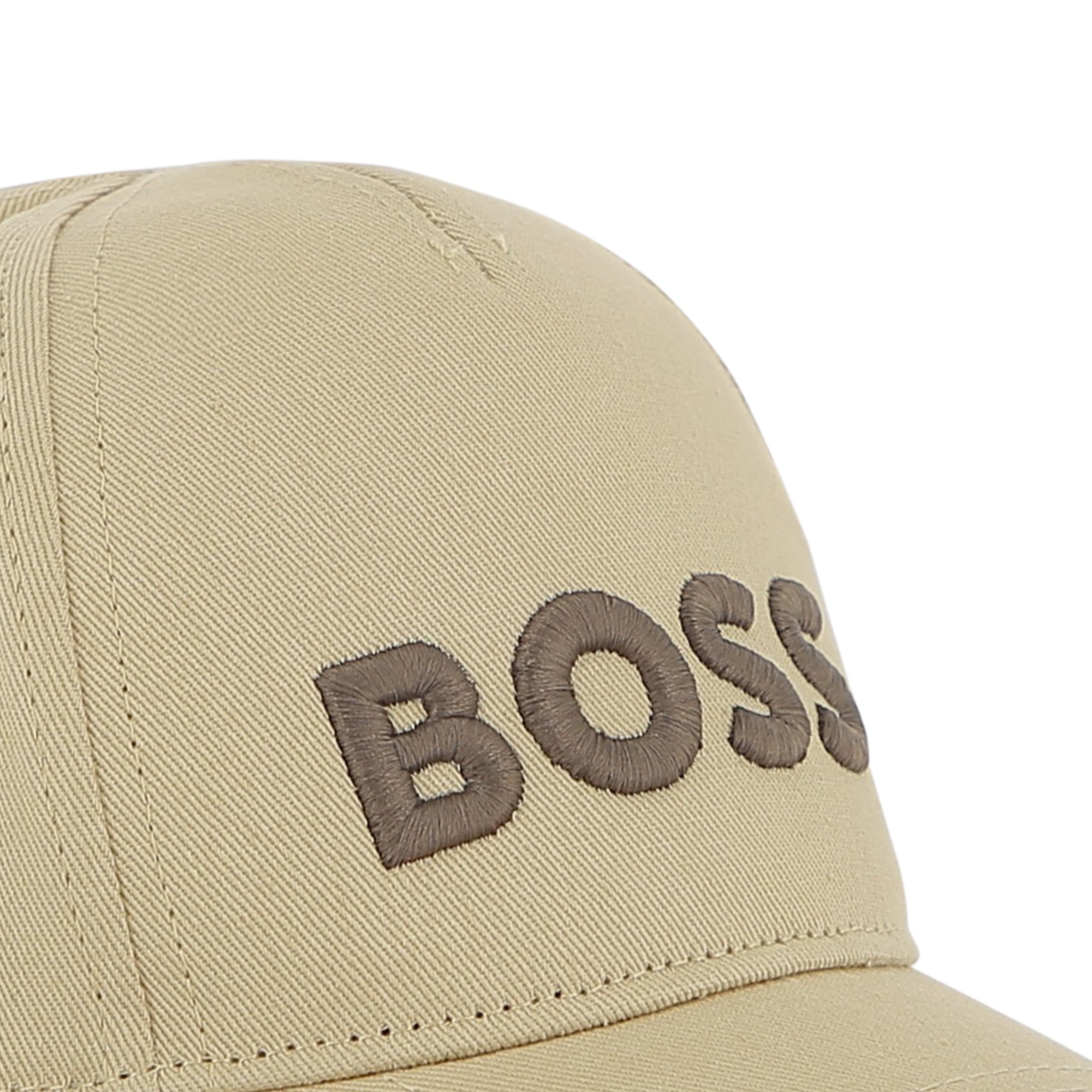 Czapka chłopięca BOSS beżowa z haftowanym logo – czapka z daszkiem dla chłopca - obrazek 5