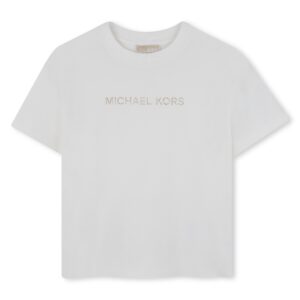 T-shirt dziewczęcy Michael Kors – biały z ozdobnym logo