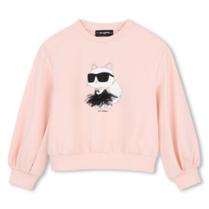 Różowa bluza dziewczęca Karl Lagerfeld z Choupette – stylowy model z ozdobną aplikacją