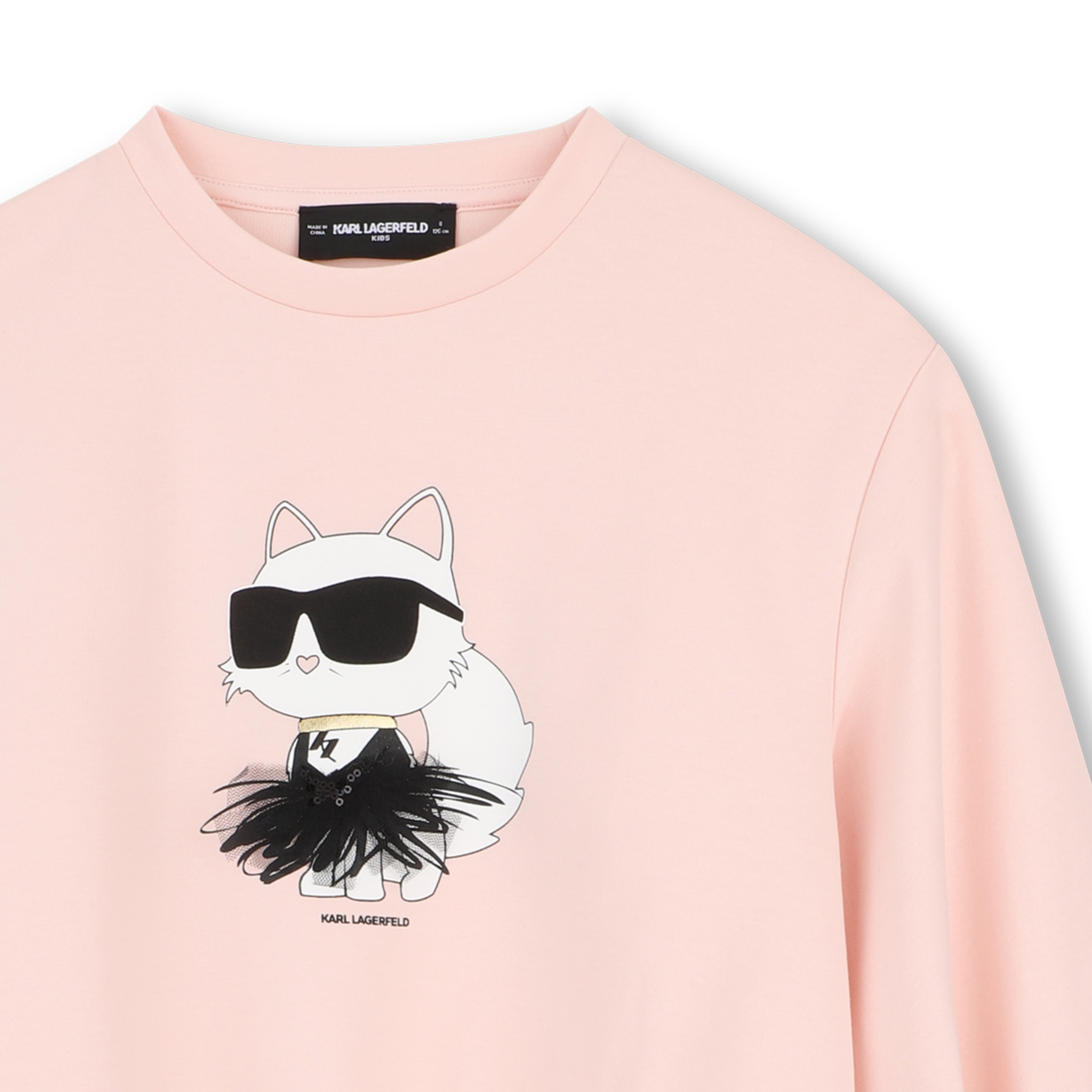 Różowa bluza dziewczęca Karl Lagerfeld z Choupette – stylowy model z ozdobną aplikacją - obrazek 4