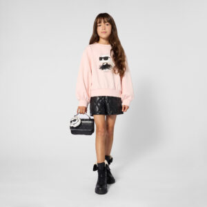 Różowa bluza dziewczęca Karl Lagerfeld z Choupette – stylowy model z ozdobną aplikacją