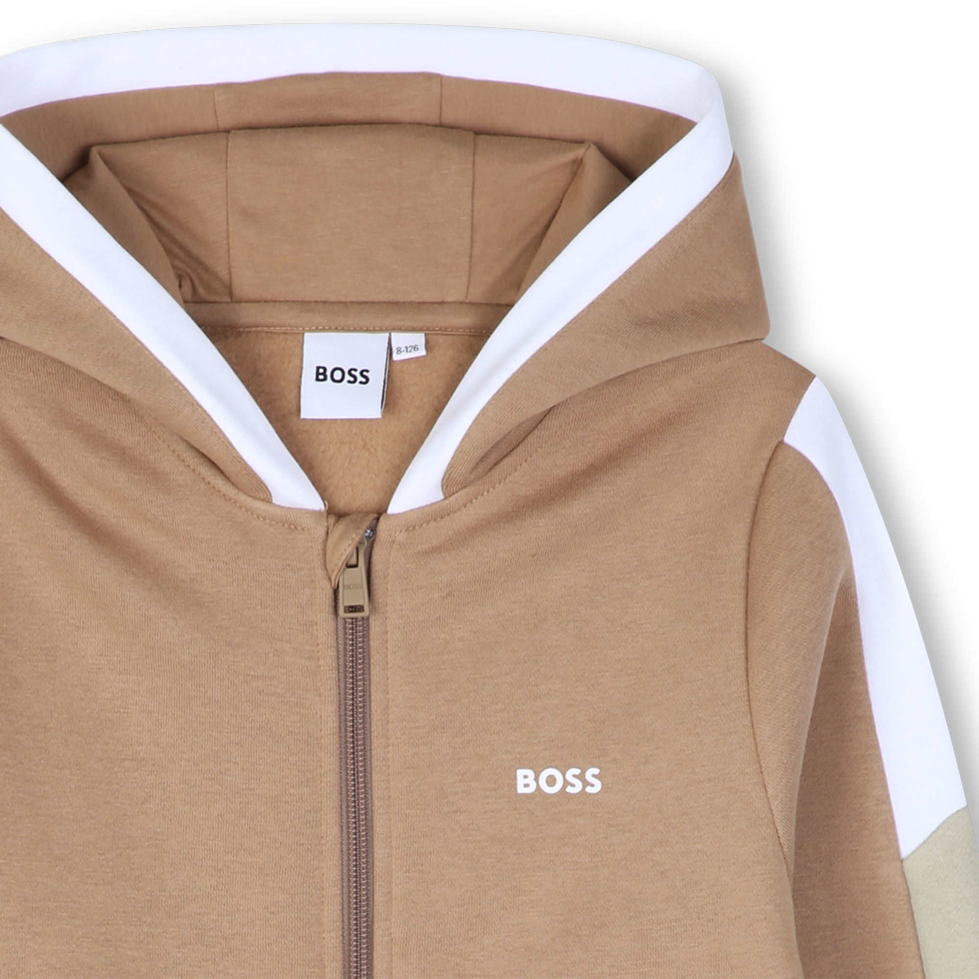 Bluza beżowa chłopięca BOSS z kapturem - obrazek 3