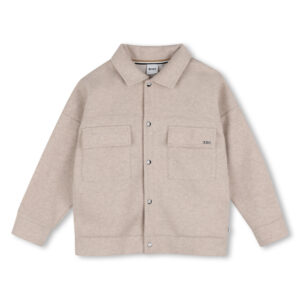 Koszula chłopięca BOSS – beżowa koszula typu overshirt z kieszeniami