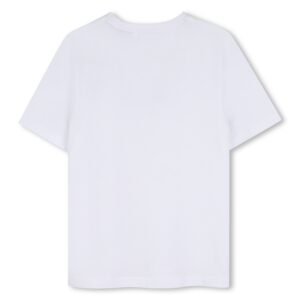 Bawełniany T-shirt chłopięcy BOSS z logo – biały