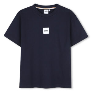 Czarny bawełniany T-shirt chłopięcy BOSS z logo