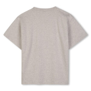Beżowy bawełniany T-shirt chłopięcy BOSS z kieszonką