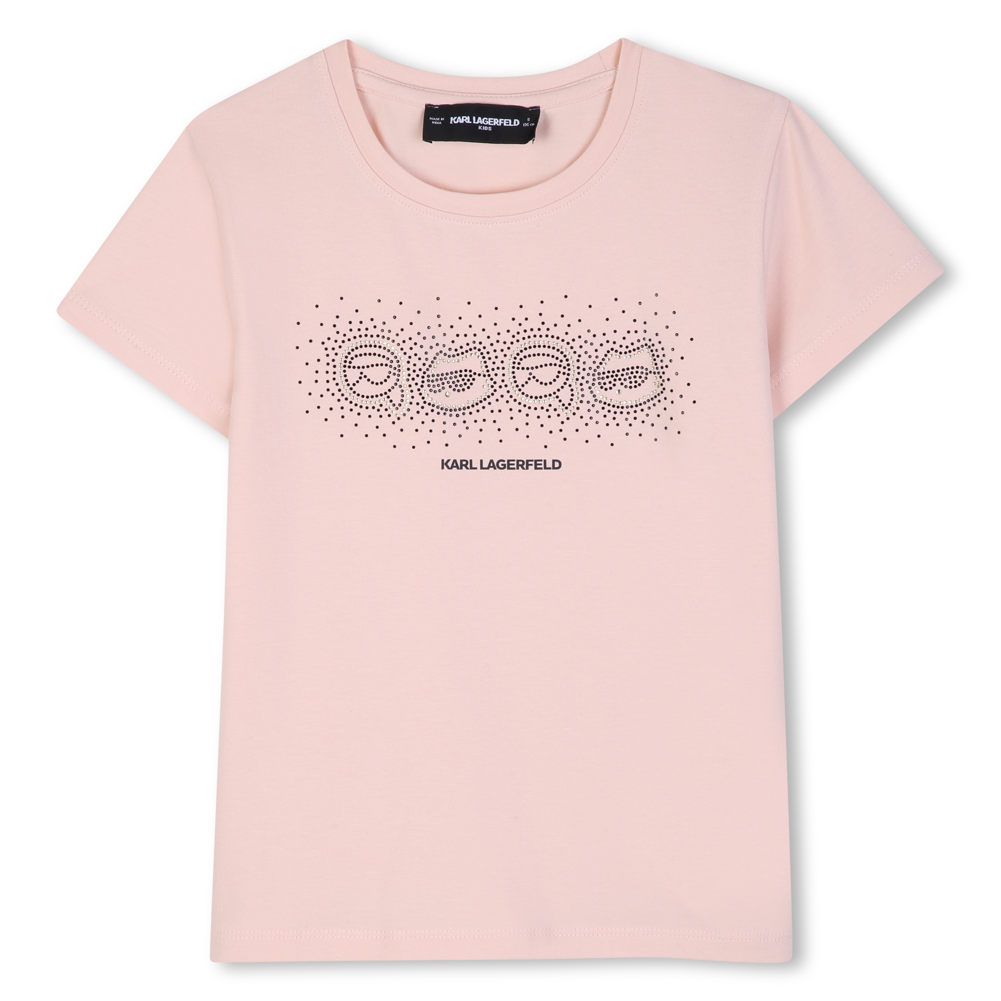 T-shirt dziewczęcy Karl Lagerfeld Kids – różowy z ozdobnymi kryształkami