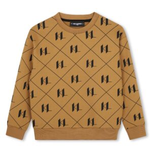 Bluza chłopięca Karl Lagerfeld Kids z monogramem KL – brązowa