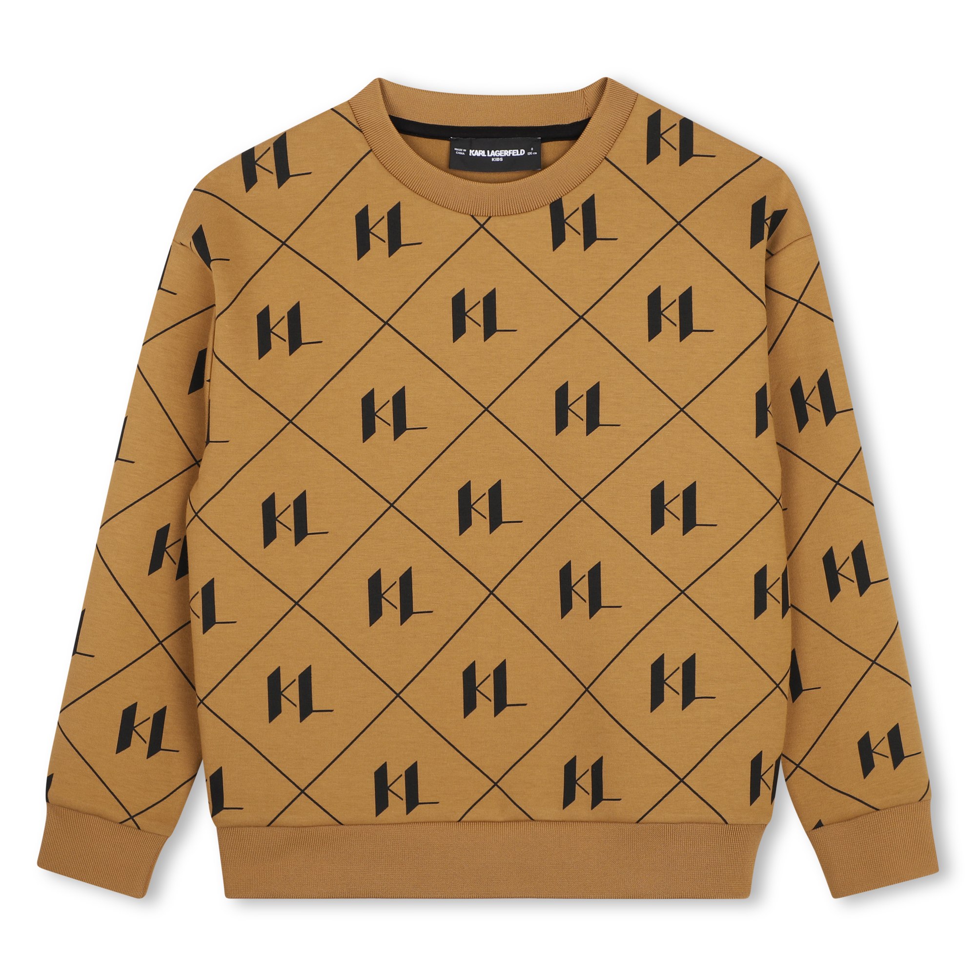 Bluza chłopięca Karl Lagerfeld Kids z monogramem KL – brązowa - obrazek 2