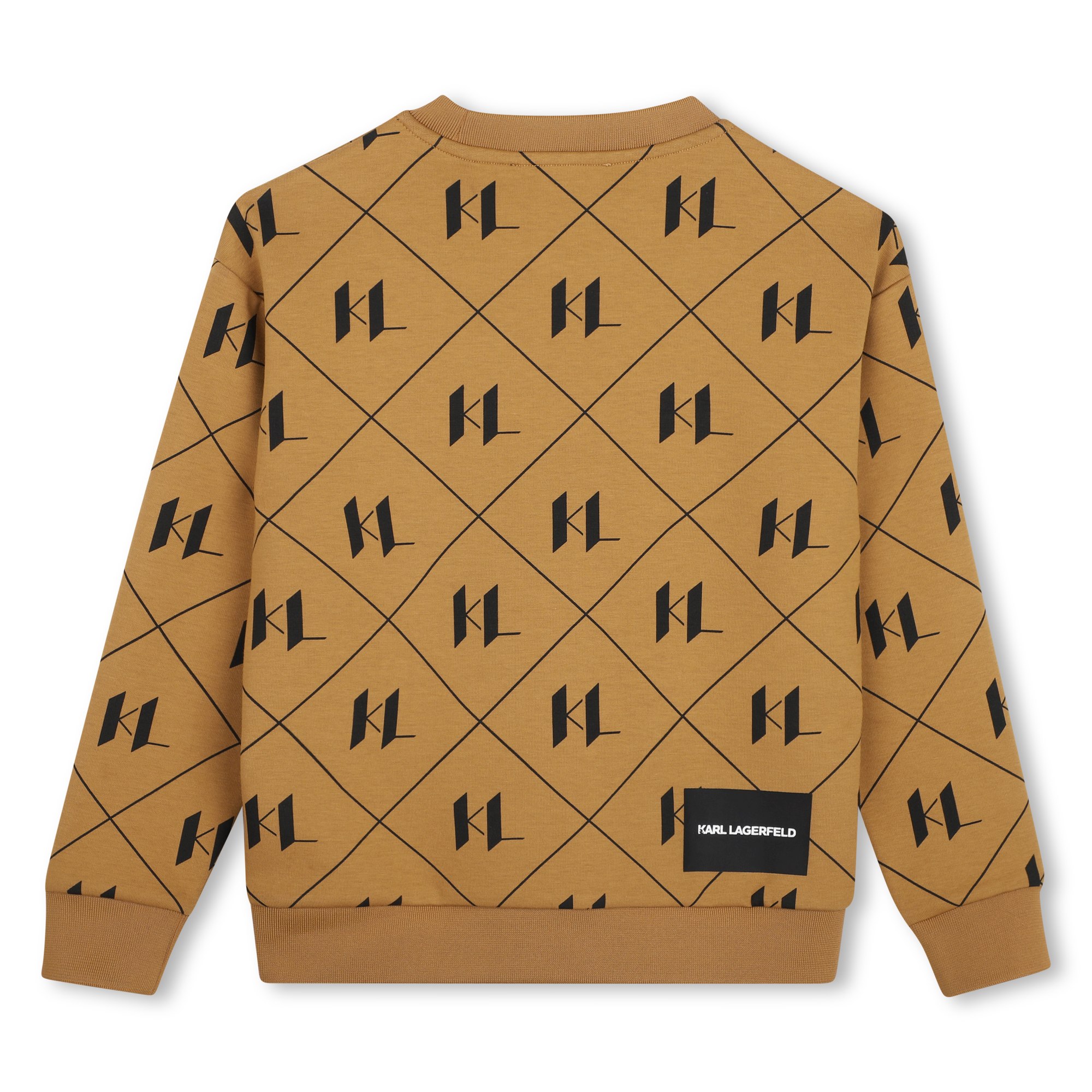 Bluza chłopięca Karl Lagerfeld Kids z monogramem KL – brązowa - obrazek 3