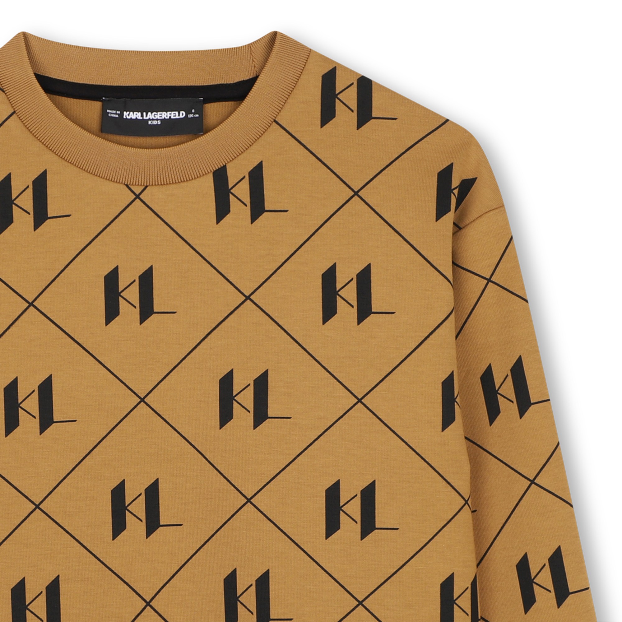 Bluza chłopięca Karl Lagerfeld Kids z monogramem KL – brązowa - obrazek 4
