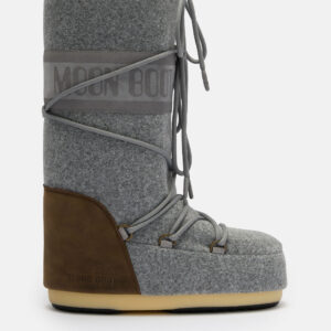 Damskie śniegowce Moon Boot Icon Nubuck Felt – szare buty zimowe z brązowymi detalami