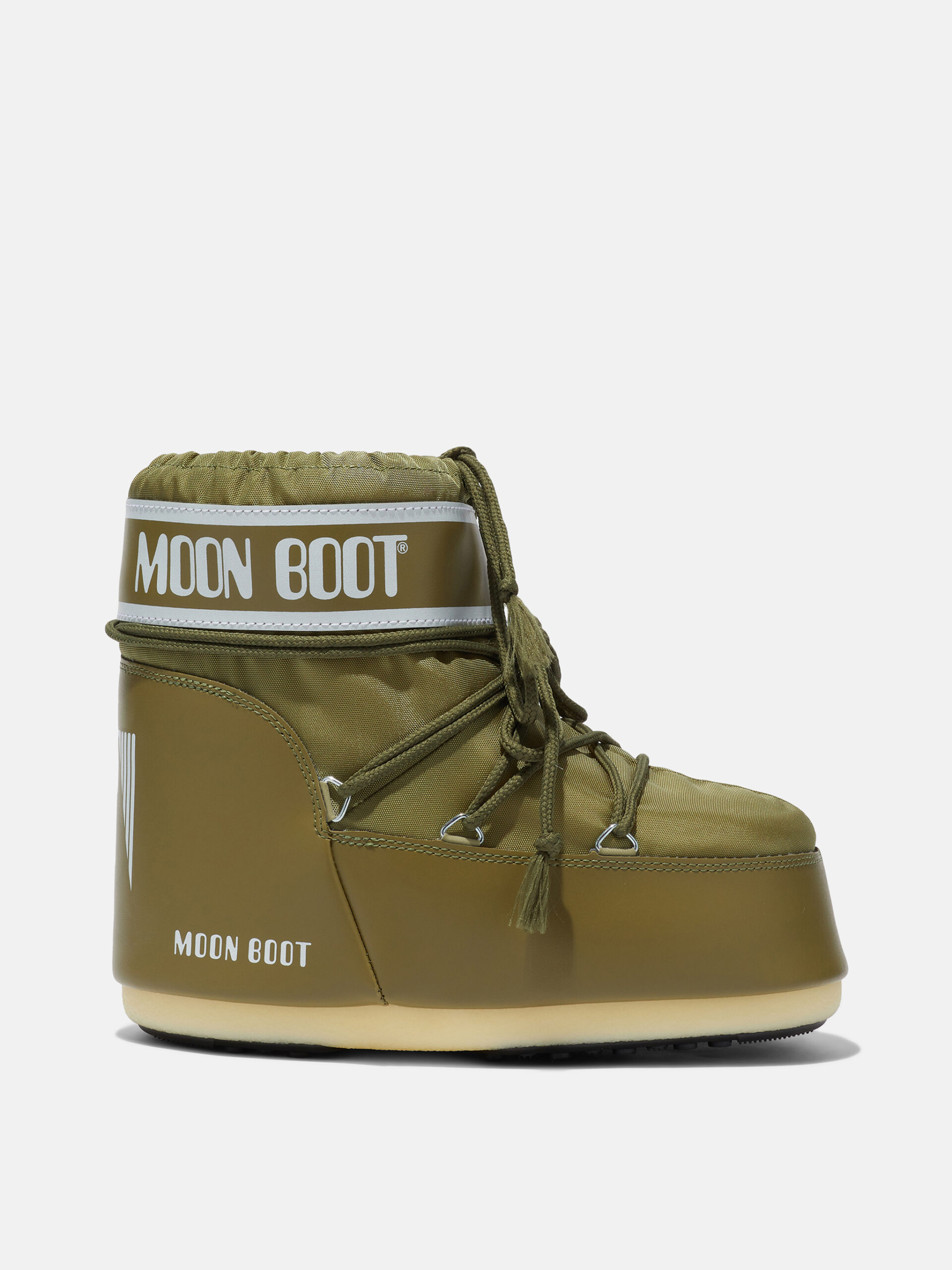 Damskie śniegowce Moon Boot Icon Low Nylon – oliwkowe buty zimowe w modnym stylu