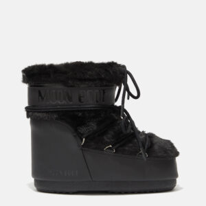 Damskie śniegowce Moon Boot Icon Low Faux Fur – czarne futrzane buty zimowe premium