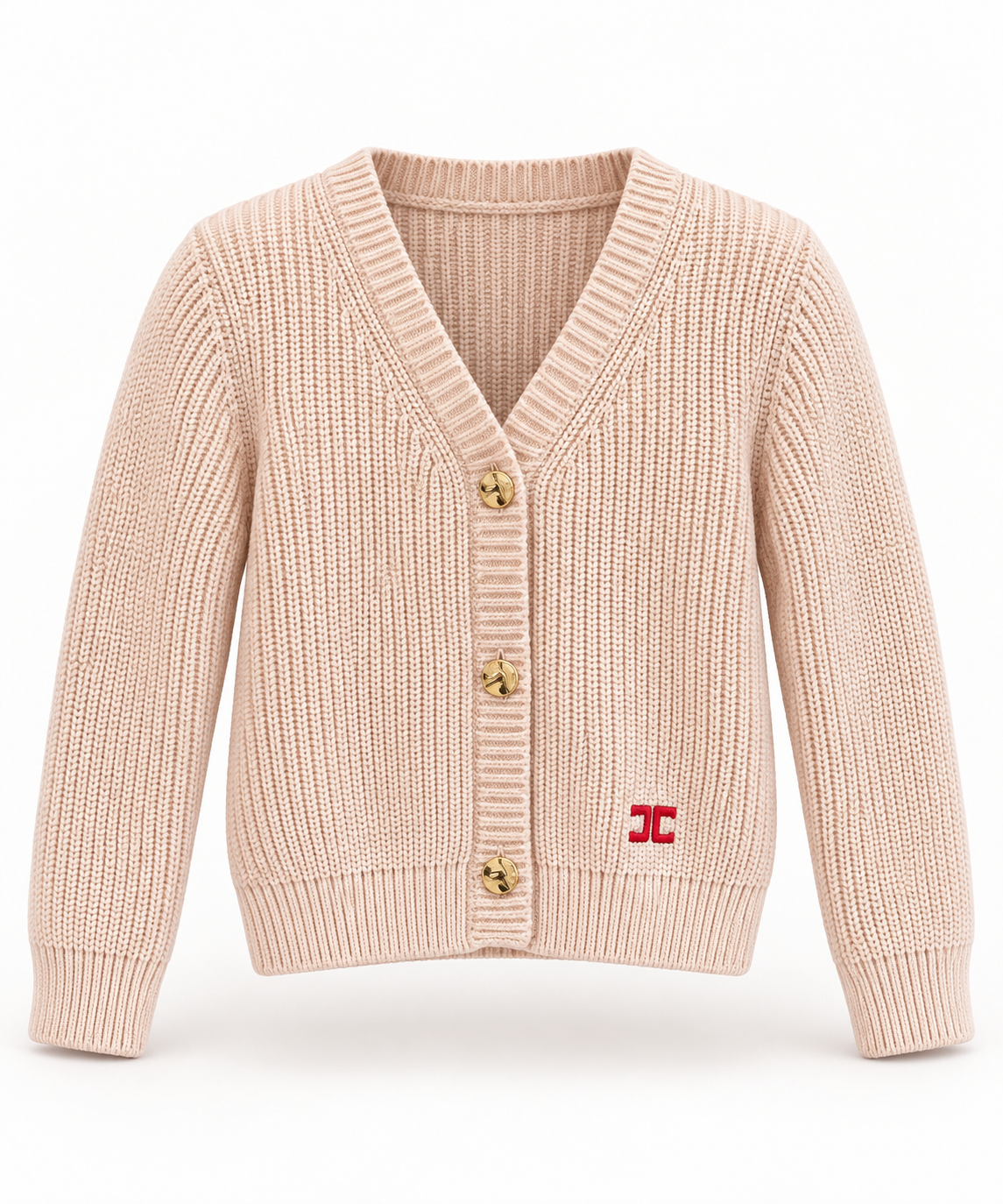 Kardigan dziewczęcy Elisabetta Franchi – elegancki sweterek rozpinany w kolorze pudrowego różu - obrazek 3
